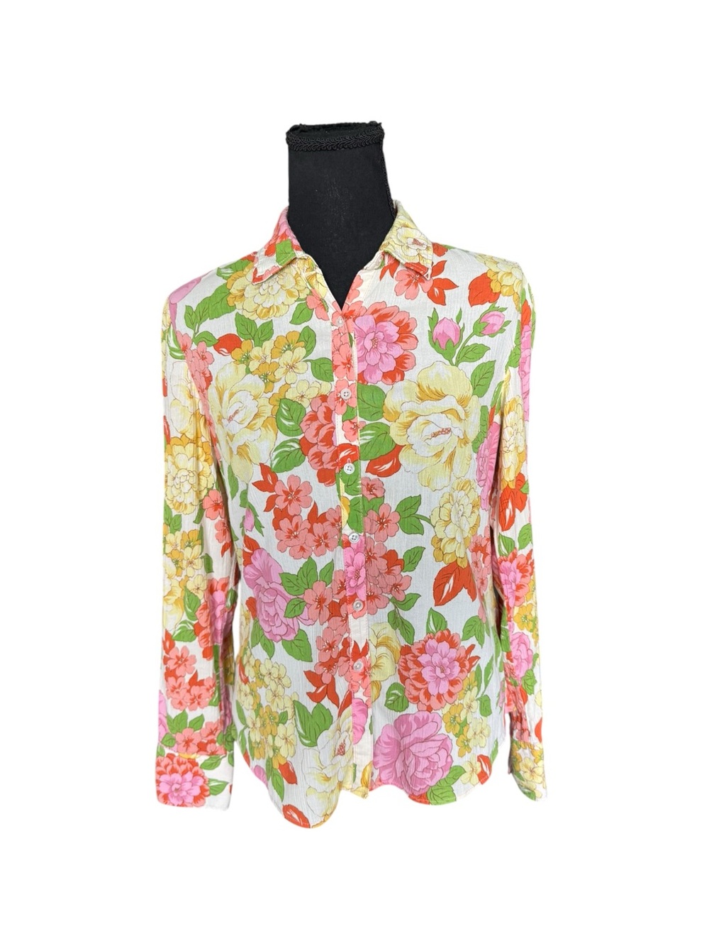 Harold’s Floral Button Down Shirt Small Cotton Cottagecore Garden Party